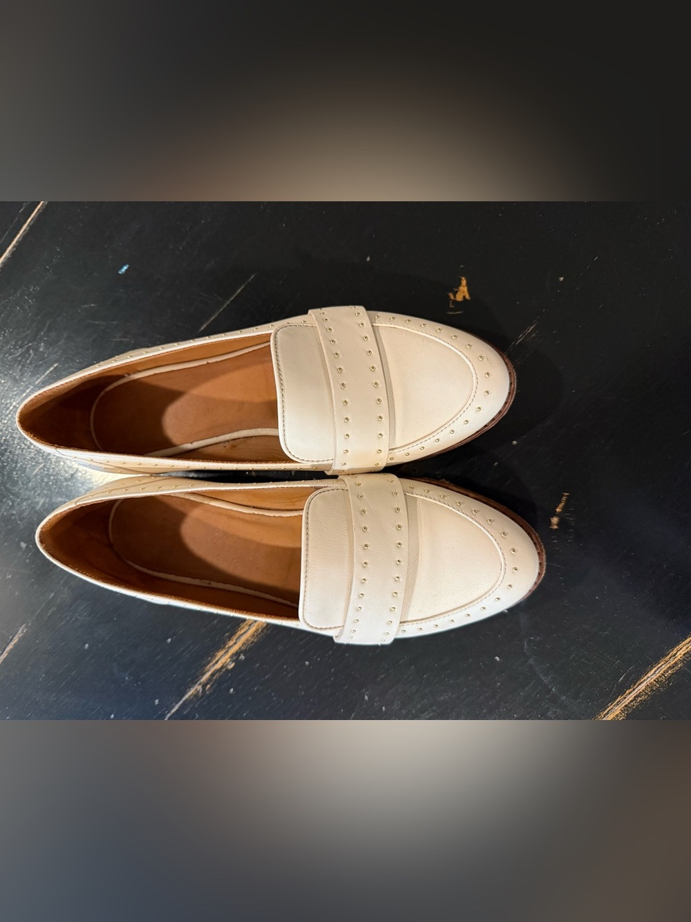 Sezanne Cream Studded Penny Loafers